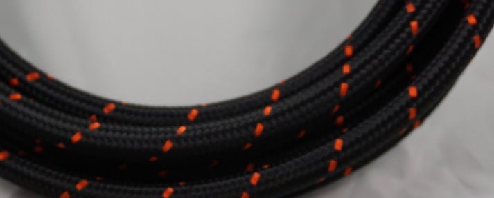 PTFE lined Black Nylon with Orange Checks braided hose - AN6, AN8, AN10